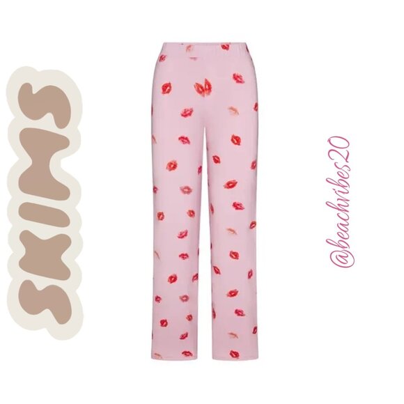 SKIMS Sleep Straight Leg Pant Cherry Blossom Lipstick Medium NWT - Picture 4 of 5